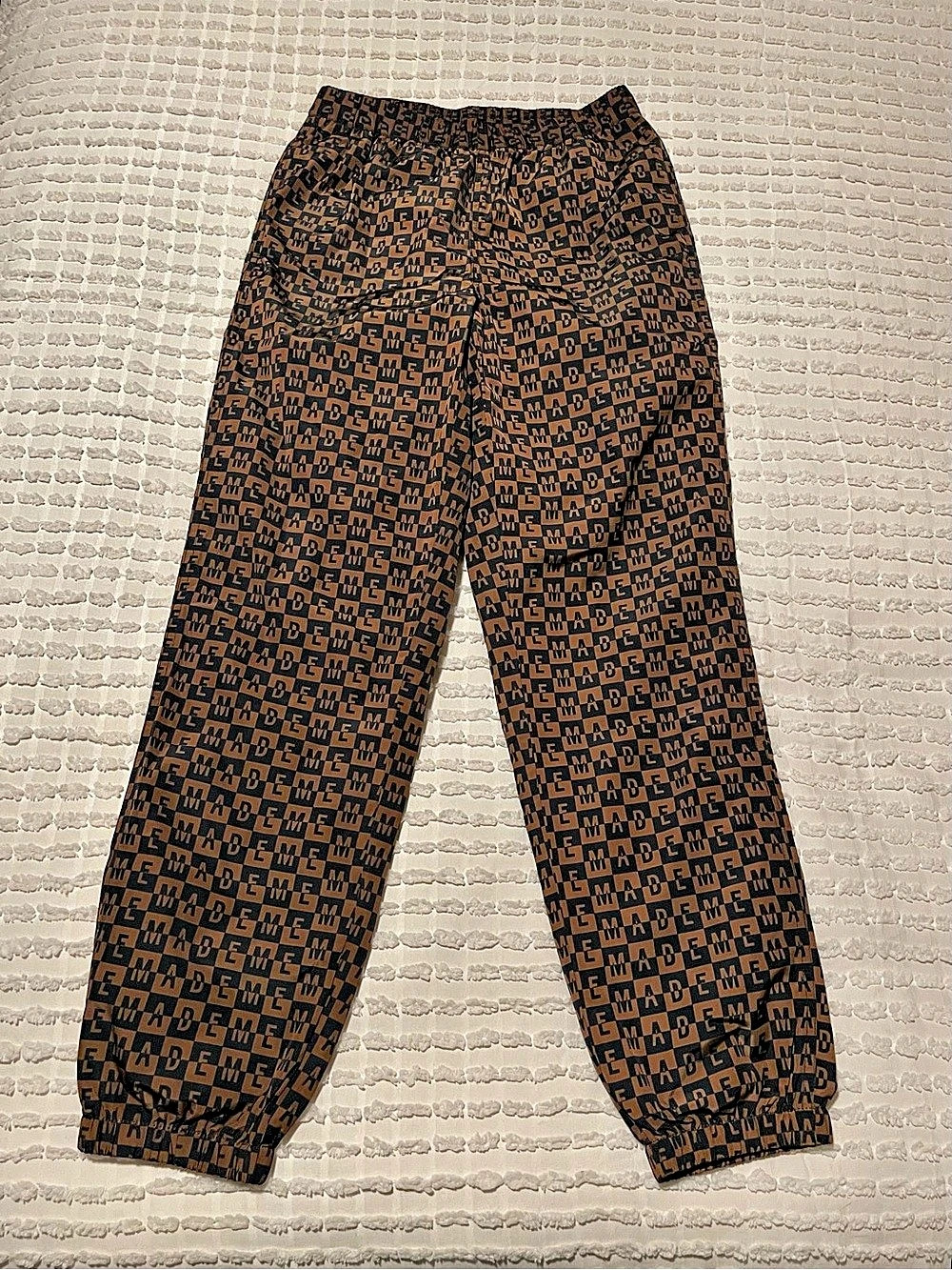 MADEME Check Logo Track Pants Brown & Black Waist 24 NWT